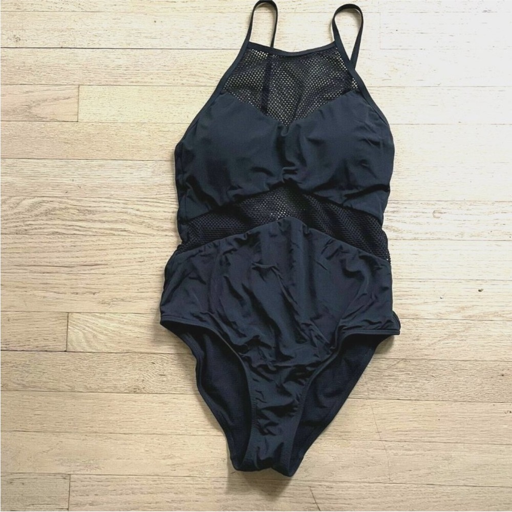 Chic Black Mesh Women's One Piece Swimsuit